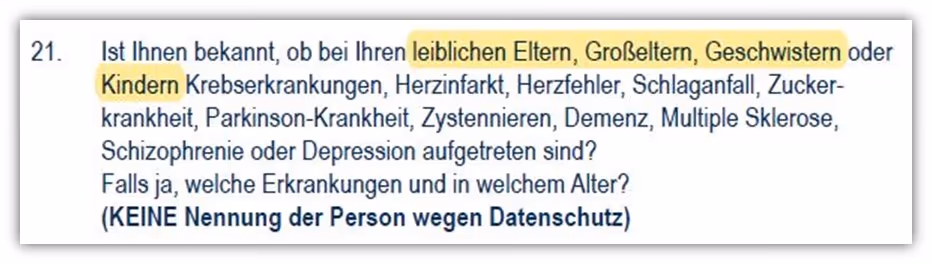 ärztliches Zeugnis (Untersuchungsgrenze) Europa Versicherung