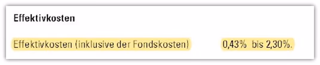 Effektivkosten und Koste CosmoDirekt