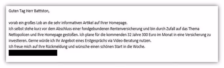 Nettopolice Anfrage Online Beratung unabhängiger Finanzberater