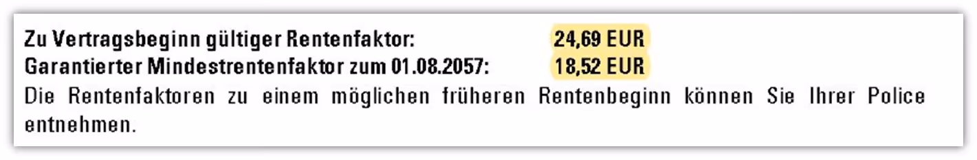 CosmosDirekt garantierter Rentenfaktor 