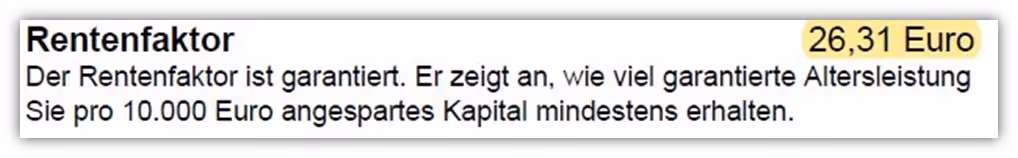 Rentenfaktor Basisrente Condor