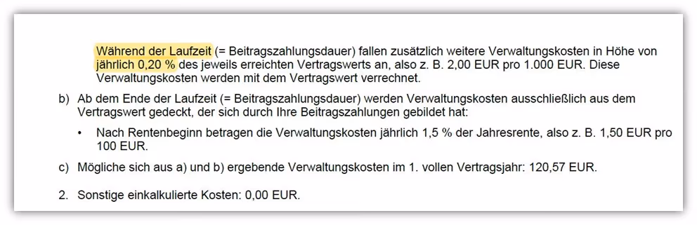 Nürnberger Fondsgebundene Privatrente NFX3200 laufende Kosten