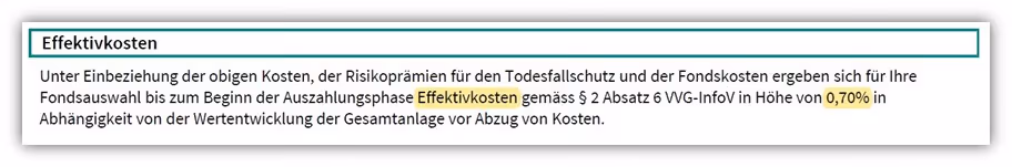 PrismaLife Flexinvest Effektivkosten Nettopolice/Nettotarif 