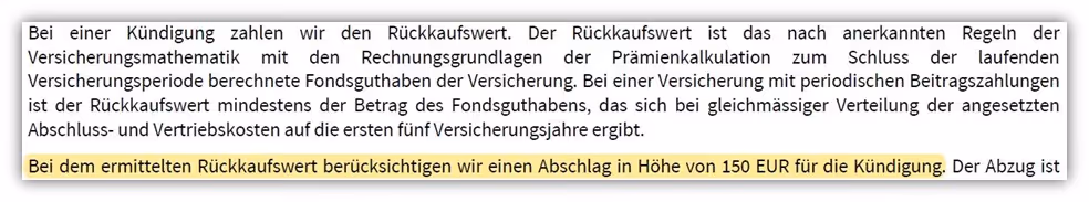 PrismaLife Prisma FlexInvest Nettopolice (Nettotarif) Kosten bei Kündigung