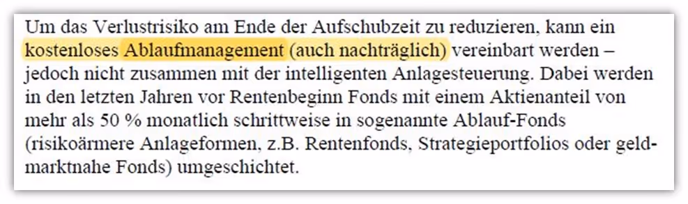 Alte Leipziger fondsgebundene Rentenversicherung Ablaufmanagement