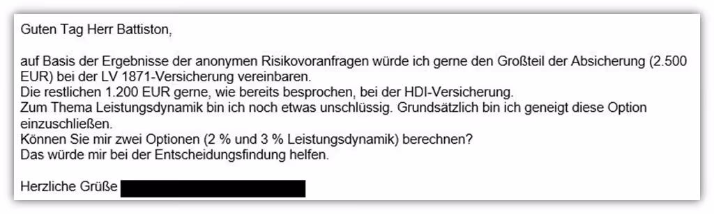Online Berufsunfähigkeitsversicherung abschließen Anfrage