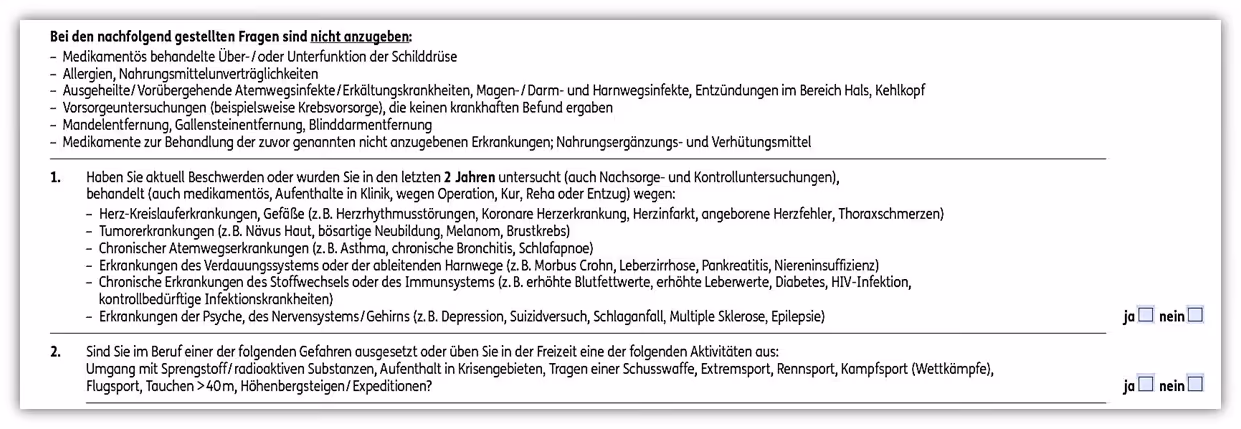 Risikolebensversicherung Ergo verkürzte Gesundheitsfragen Immobilienfinanzierung