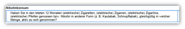 Gesundheitsangaben Raucher Nürnberger Risikolebensversicherung