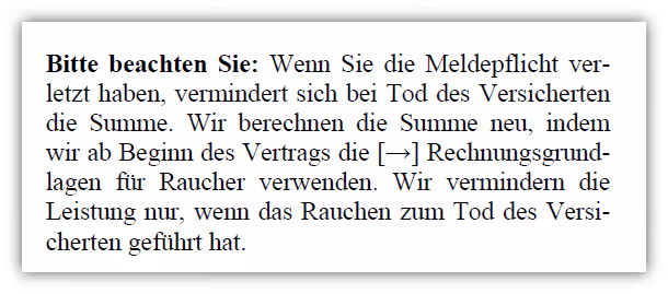 Meldepflicht Raucher Risikolebensversicherung Alte Leipziger