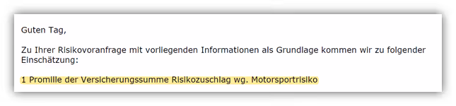 Votum Risikoprüfung Motorrad Rennen Risikozuschlag - DELA RIsikolebensversicherung