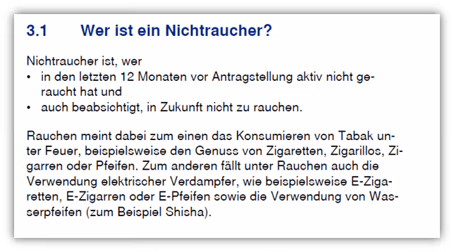 Allinaz Risikolebensversicherung - Wer ist ein Nichtraucher Raucher