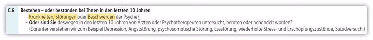 Risikolebensversicherung Gesundheitsfragen 10 Jahre Psyche