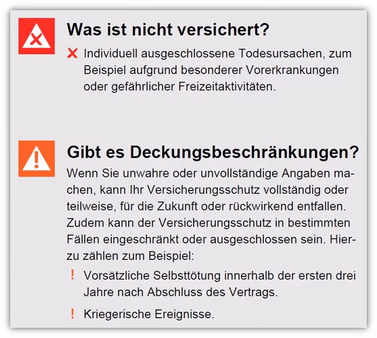 Risikolebensversicherung Ausschlüsse