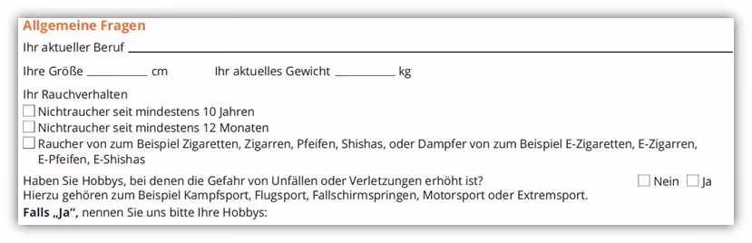 Gesundheitsfragen Dortmunder Risikolebensversicherung Immobilienfinanzierung