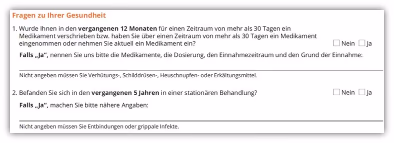 Gesundheitsfragen Dortmunder Risikolebensversicherung Immobilienfinanzierung