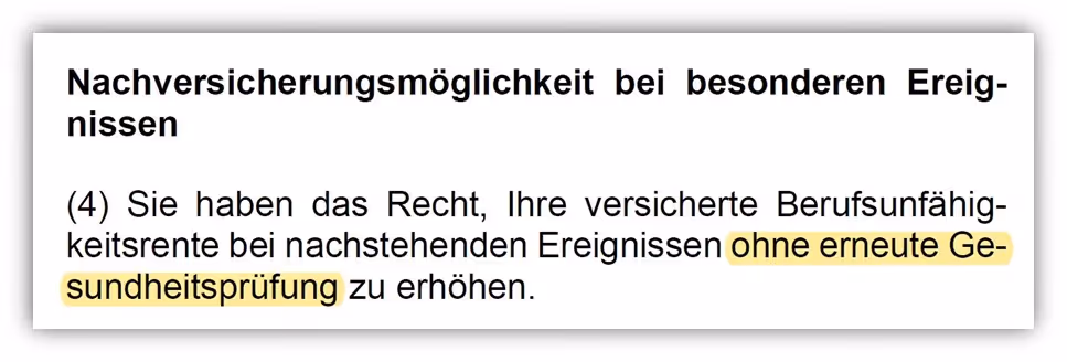 Berufsunfähigkeitsversicherung LV1871 Nachversicherungsgarantie