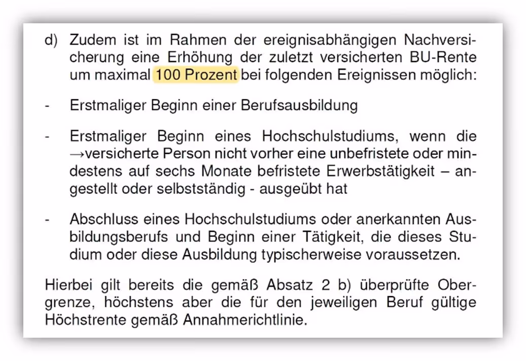 Berufsunfähigkeitsversicherung LV1871 Nachversicherungsgarantie