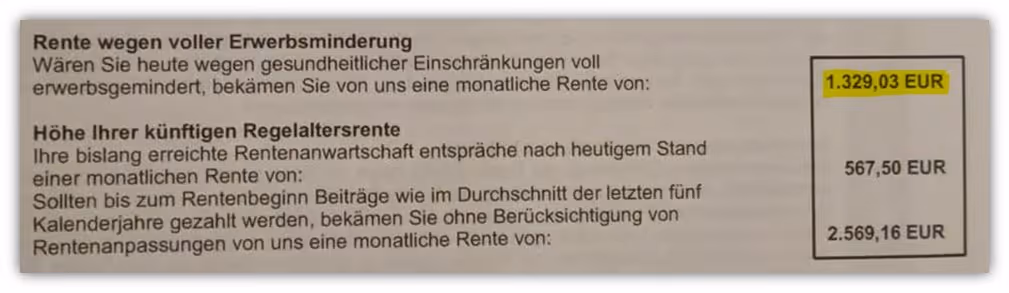 Beispiel Rente wegen voller Erwerbsminderung