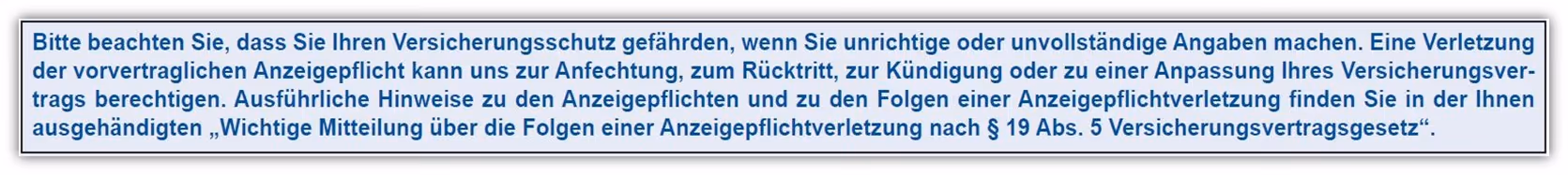 Vorvertragliche Anzeigepflicht