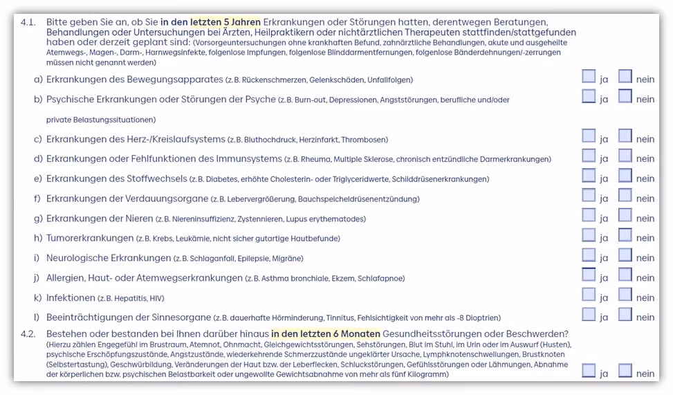 Gesundheitsfragen Baloise Berufsunfähigkeitsversicherung