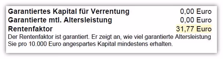 garantierter Rentenfaktor Nettopolice