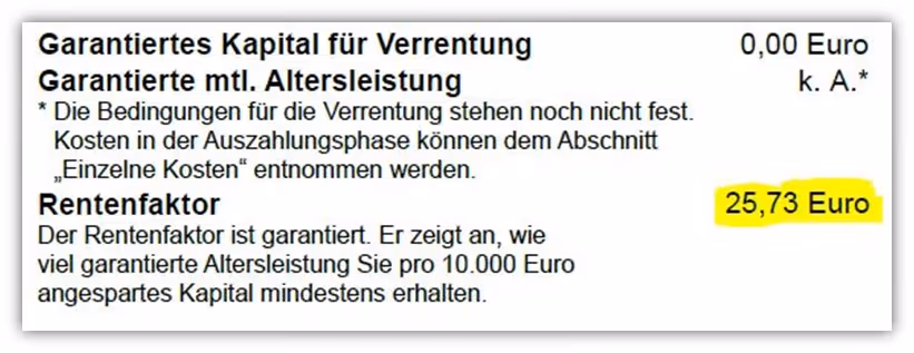 garantierter Rentenfaktor Europa Versicherung Rürup Rente