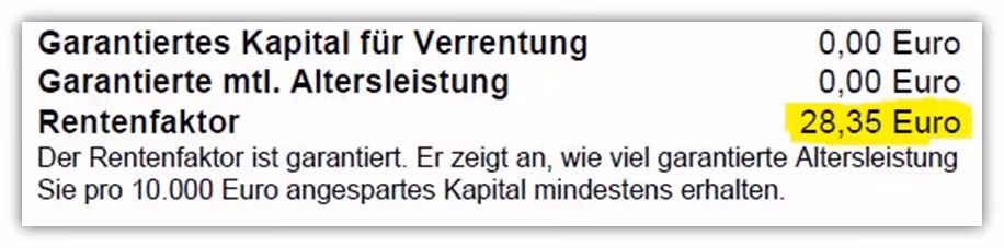 garantierter Rentenfaktor Honorartarif