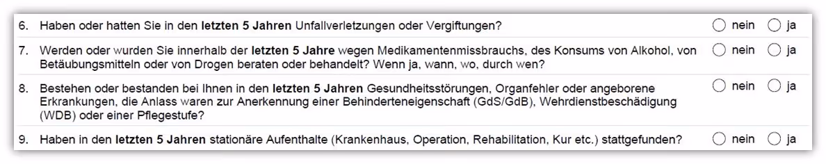 4. Gothaer Berufsunfähigkeitsversicherung Gesundheitsfragen 5 Jahre