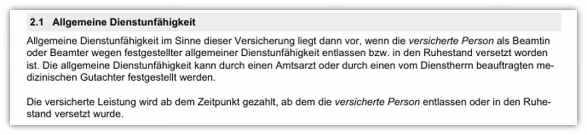 Definition Allgemeine Dienstunfähigkeit