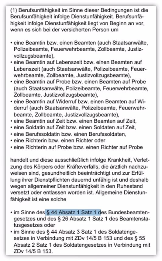Unechte Dienstunfähigkeitsversicherung