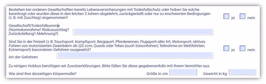 Frage nach Hobby und Gefahren