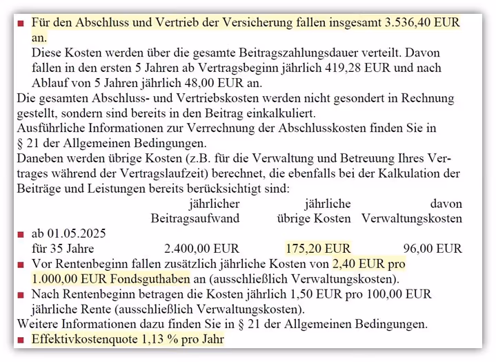 Kosten Bruttopolice