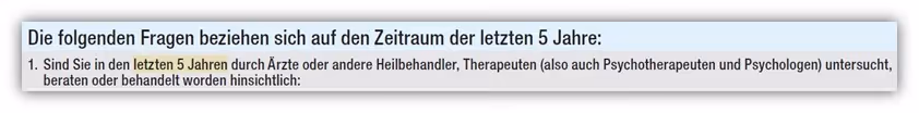 Gesundheitsfragen Hannoversche Berufsunfähigkeitsversicherung 5 Jahre