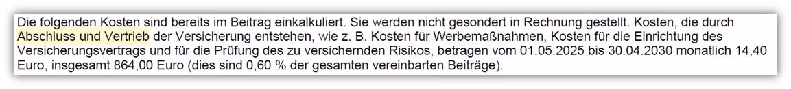 Abschlusskoten und Vertriebskosten Nettopolice
