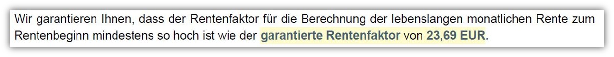 Rentenfaktor Direktversicherung GGF