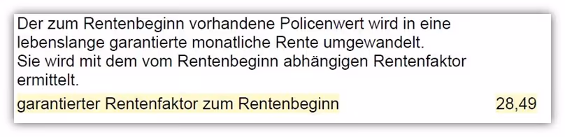 Rentenfaktor Direktversicherung GGF