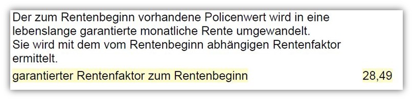 Rentenfaktor Direktversicherung GGF