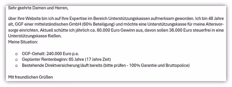 Unterstützungskasse Beratung 