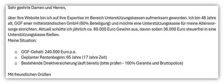 Unterstützungskasse Beratung