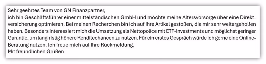 Anfrage bav Beratung Gesellschafter Geschäftsführer