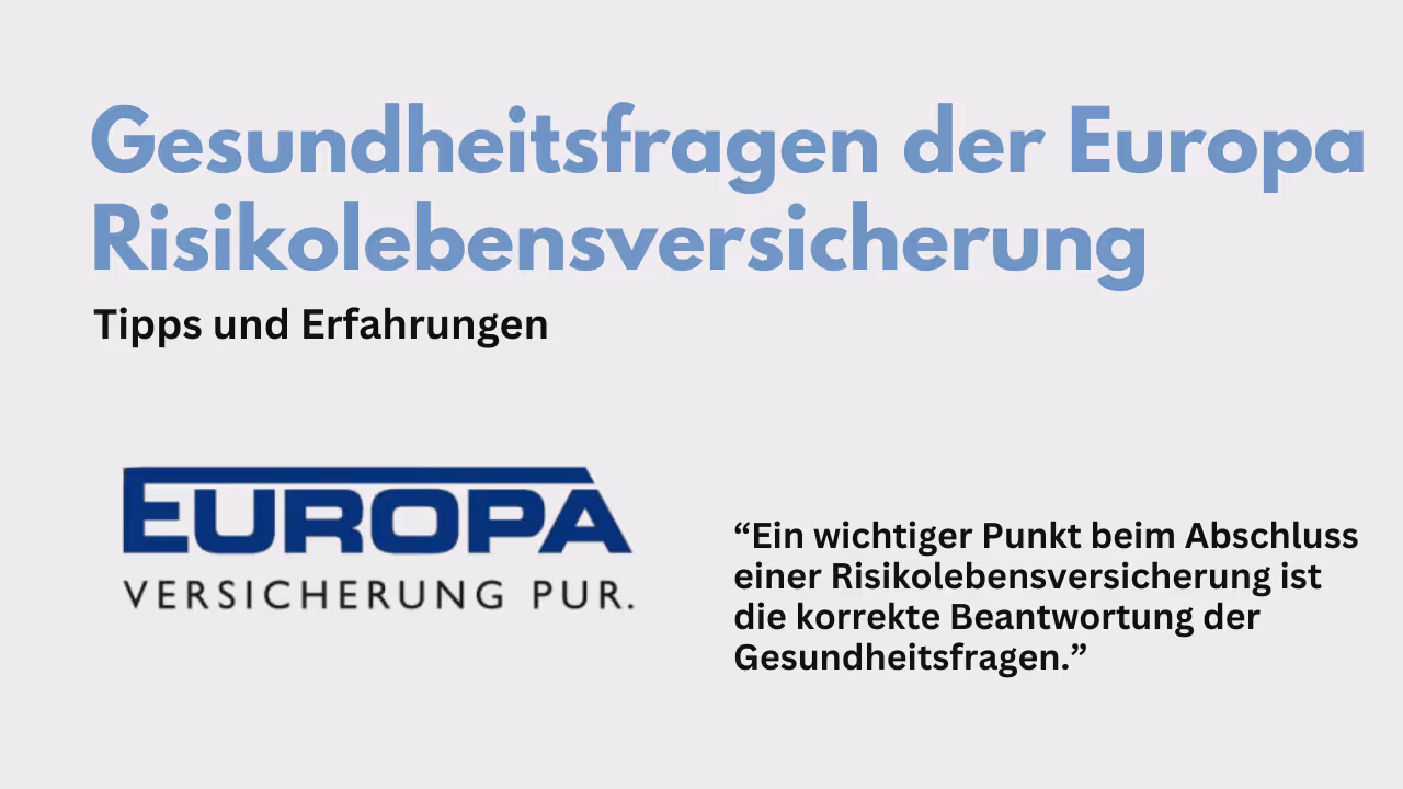 Gesundheitsfragen Europa Risikolebensversicherung
