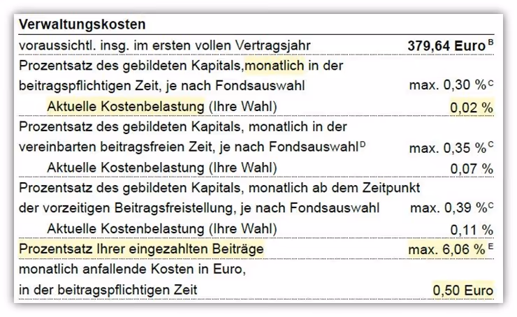 Continentale Basisrente Invest Verwaltungskosten 