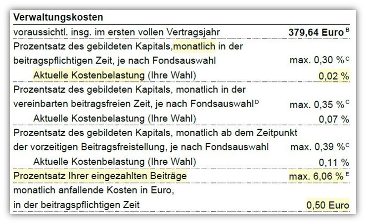 Continentale Basisrente Invest Verwaltungskosten 