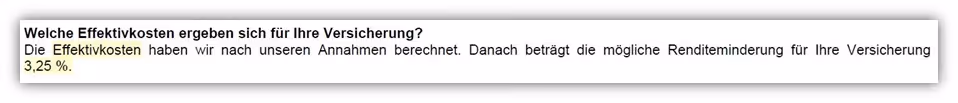 Generali Vermögensaufbau und Sicherheitsplan Effektivkosten