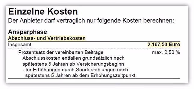 Generali Basisrente Vermögensaufbau (Rürup-Rente) Abschlusskosten