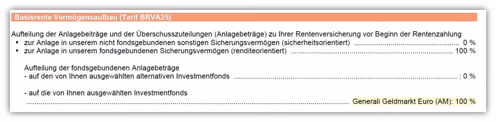 Generali Basisrente Vermögensaufbau (Rürup-Rente) Tarif BRVA25