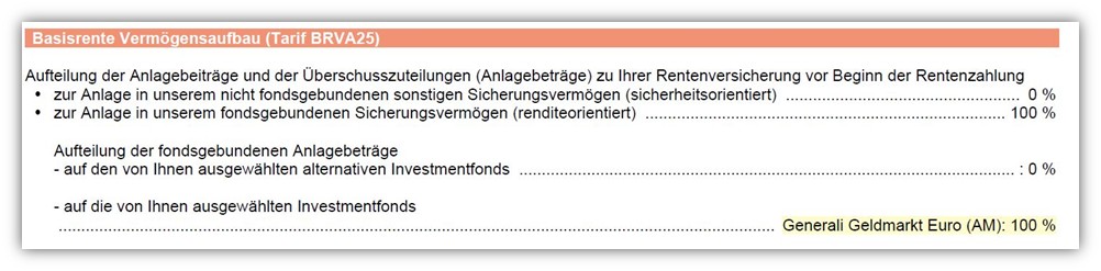 Generali Basisrente Vermögensaufbau (Rürup-Rente) Tarif BRVA25