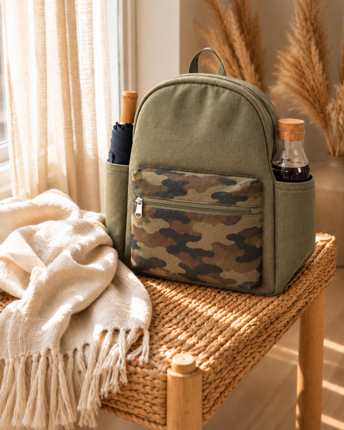 Olive Backpack in Warm Sunlight