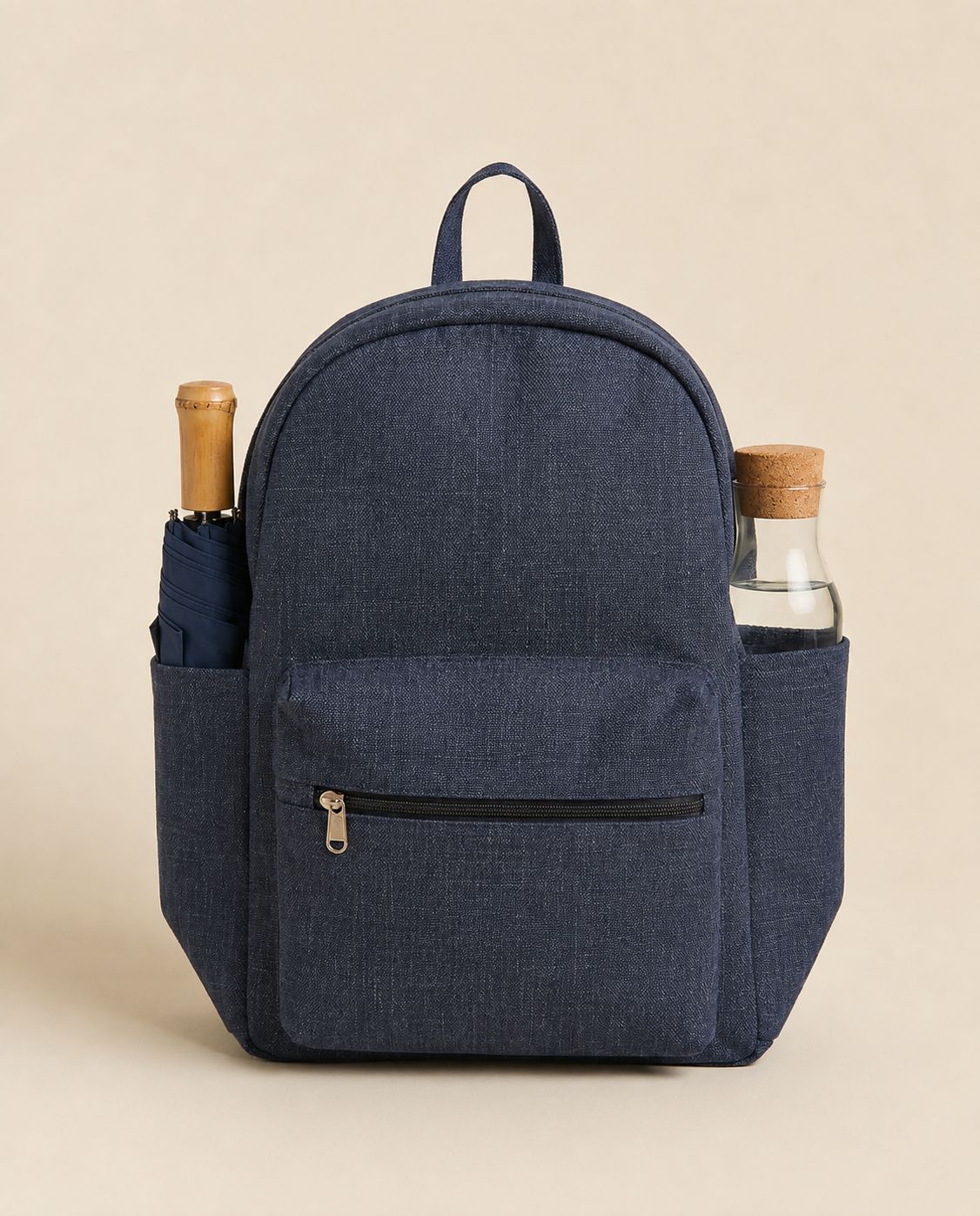Slub Denim backpack, side pockets
