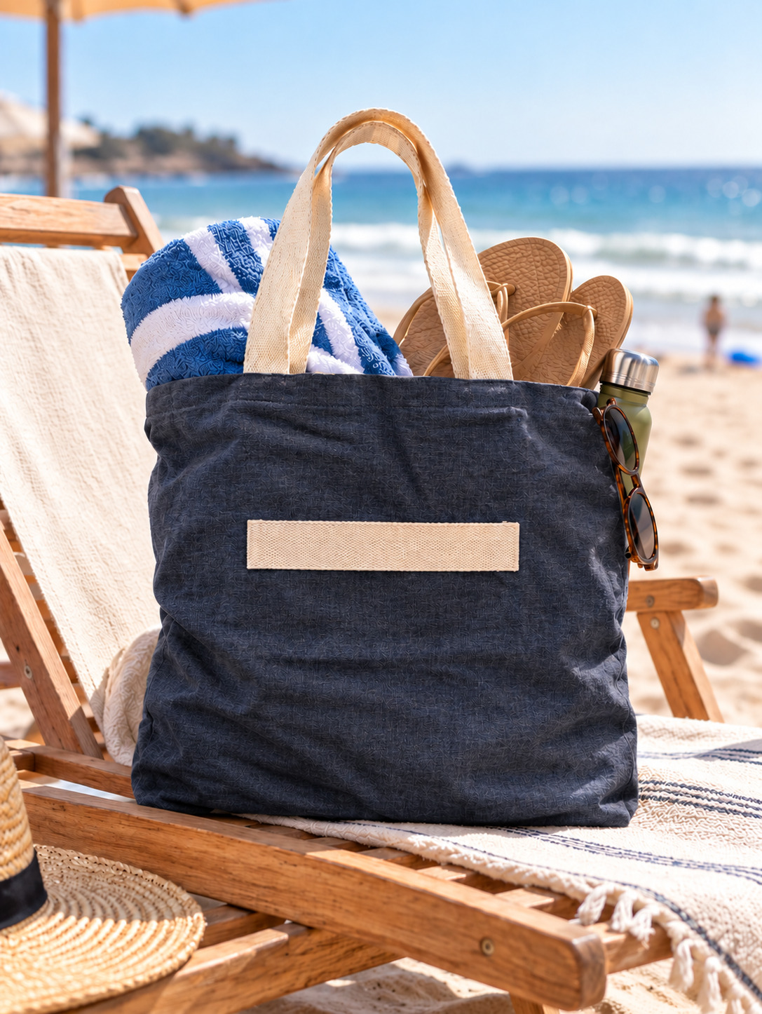 Slub Denim tote, beach